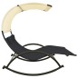 Lettino Prendisole Doppio con Baldacchino Textilene Nero Crema Lettino Prendisole Doppio con Baldacchino Textilene Nero Crema