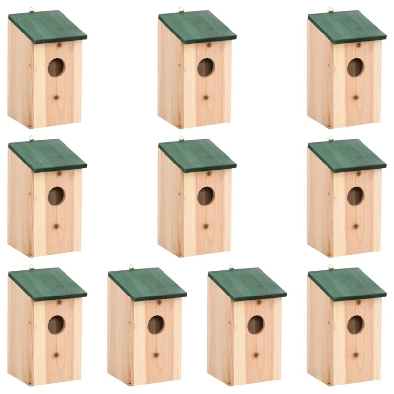 Casette per Uccelli 10 pz in Legno Massello di Abete 12x12x22cm Casette per Uccelli 10 pz in Legno Massello di Abete 12x12x22cm