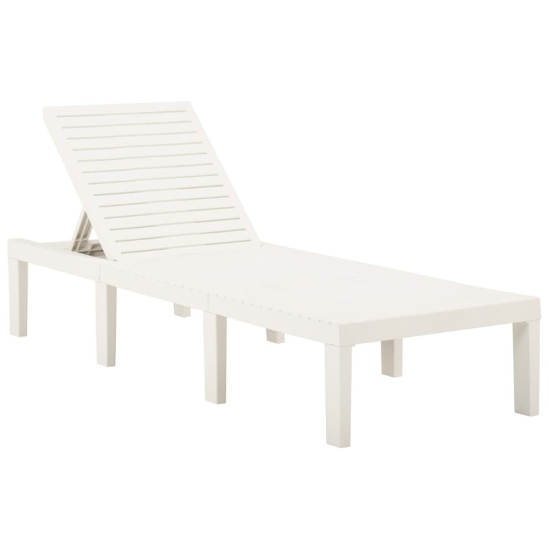 vidaXL Lettino Prendisole in Plastica Bianco vidaXL Lettino Prendisole in Plastica Bianco