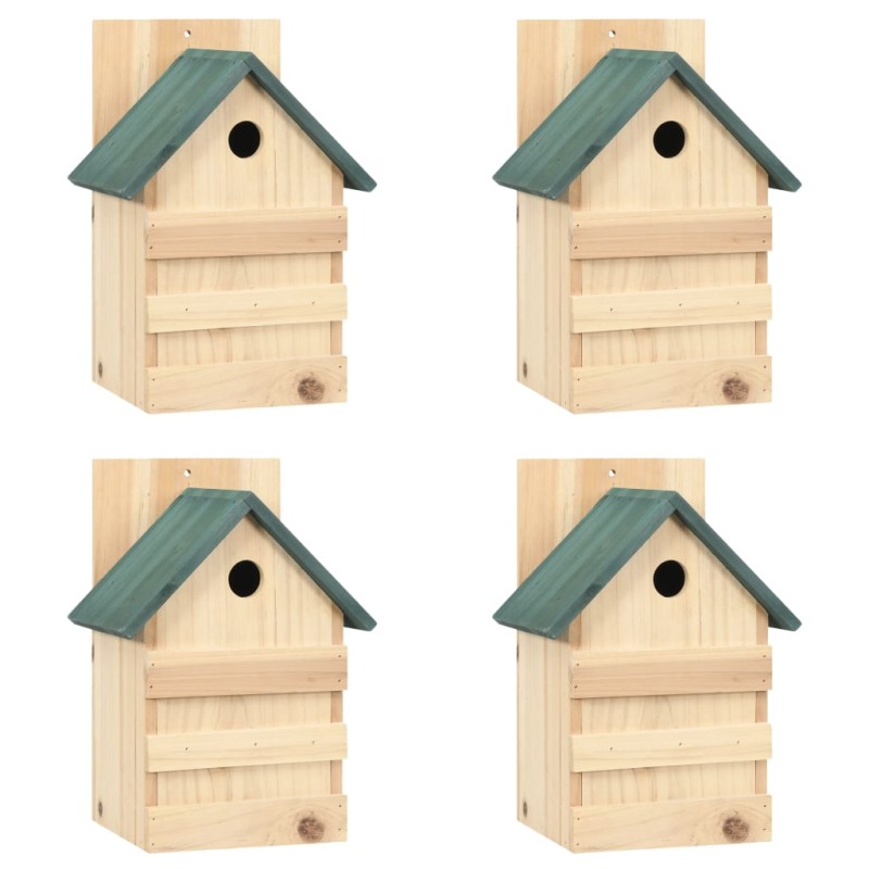 Casette per Uccelli 4 pz 23x19x33 cm in Legno di Abete Casette per Uccelli 4 pz 23x19x33 cm in Legno di Abete