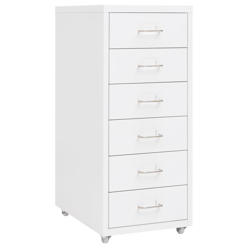 Schedario Mobile Bianco 28x41x69 cm in Metallo Schedario Mobile Bianco 28x41x69 cm in Metallo