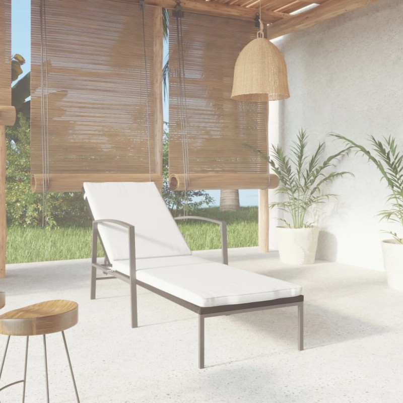 Lettino Prendisole da Giardino con Cuscino in Polyrattan Nero Lettino Prendisole da Giardino con Cuscino in Polyrattan Nero