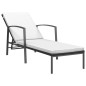 Lettino Prendisole da Giardino con Cuscino in Polyrattan Nero Lettino Prendisole da Giardino con Cuscino in Polyrattan Nero