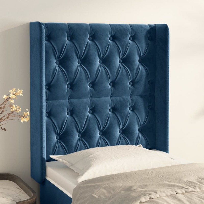 vidaXL Testiera ad Orecchio Blu Scuro 83x16x118/128 cm in Velluto
