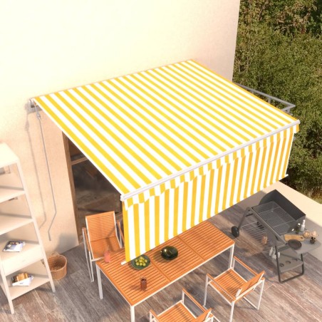 vidaXL Tenda Retrattile Automatica con Parasole 4x3m Gialla Bianca 