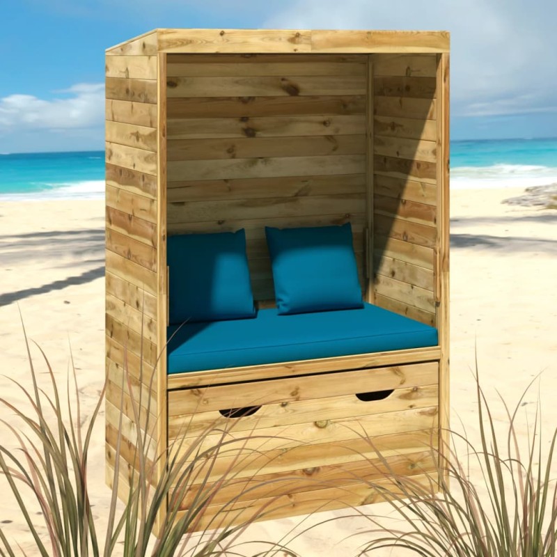 Strandkorb con Cassetto 112x60x168 cm in Legno Massello di Pino Strandkorb con Cassetto 112x60x168 cm in Legno Massello di Pino