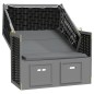 Strandkorb con Tettoia Polyrattan Legno Massello Antracite Nero