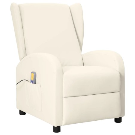 Poltrona Wing Back Massaggiante Crema in Similpelle