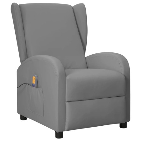 Poltrona Wing Back Massaggiante Grigia in Similpelle