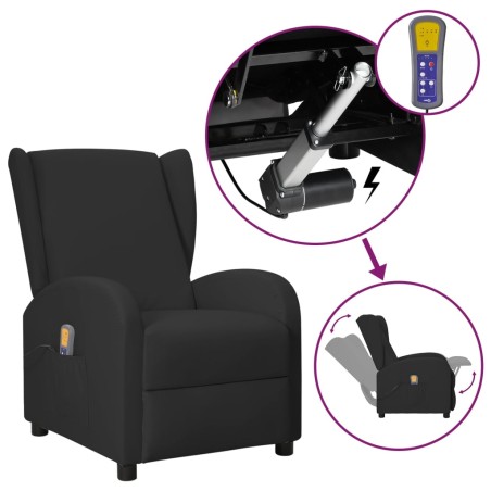 Poltrona Alzapersona Massaggio Wing Back Nera in Similpelle