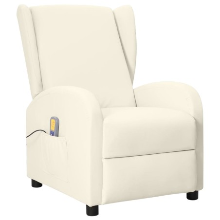 Poltrona Alzapersona Massaggio Wing Back Crema in Similpelle
