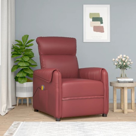 Poltrona Massaggiante Rosso Vino in Similpelle