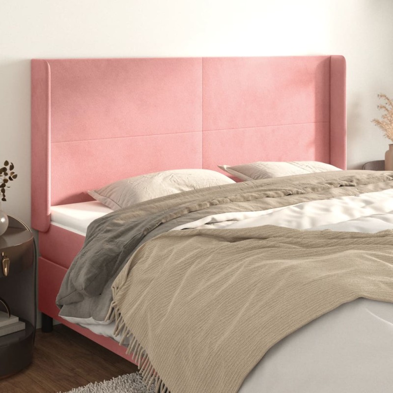 Testiera ad Orecchio Rosa 163x16x118/128 cm in Velluto Testiera ad Orecchio Rosa 163x16x118/128 cm in Velluto