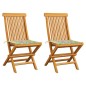 Sedie da Giardino 2 pz Cuscini Motivo a Foglie Massello di Teak Sedie da Giardino 2 pz Cuscini Motivo a Foglie Massello di Teak