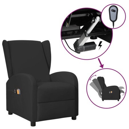 Poltrona Wing Back Elettrica Massaggiante Nera in Similpelle