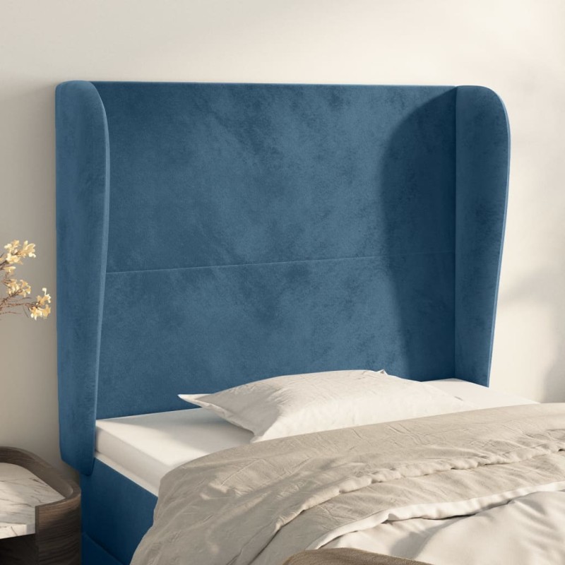 Testiera ad Orecchio Blu Scuro 83x23x118/128 cm in Velluto Testiera ad Orecchio Blu Scuro 83x23x118/128 cm in Velluto