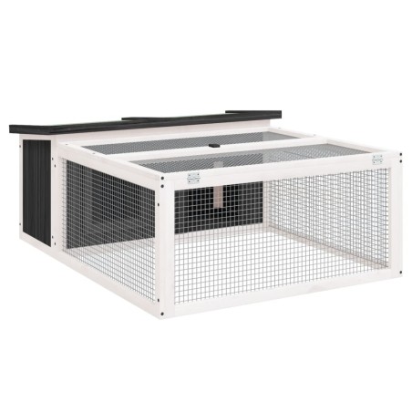 vidaXL Conigliera Grigia 117,5x97x47,5 cm in Legno Massello di Pino