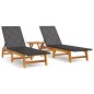 vidaXL Set Mobili da Giardino 3 pz Polyrattan e Legno Massello Acacia vidaXL Set Mobili da Giardino 3 pz Polyrattan e Legno Massello Acacia