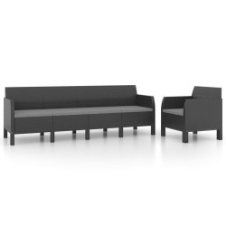 vidaXL Set Divani da Giardino 2 pz con Cuscini in Rattan PP Antracite