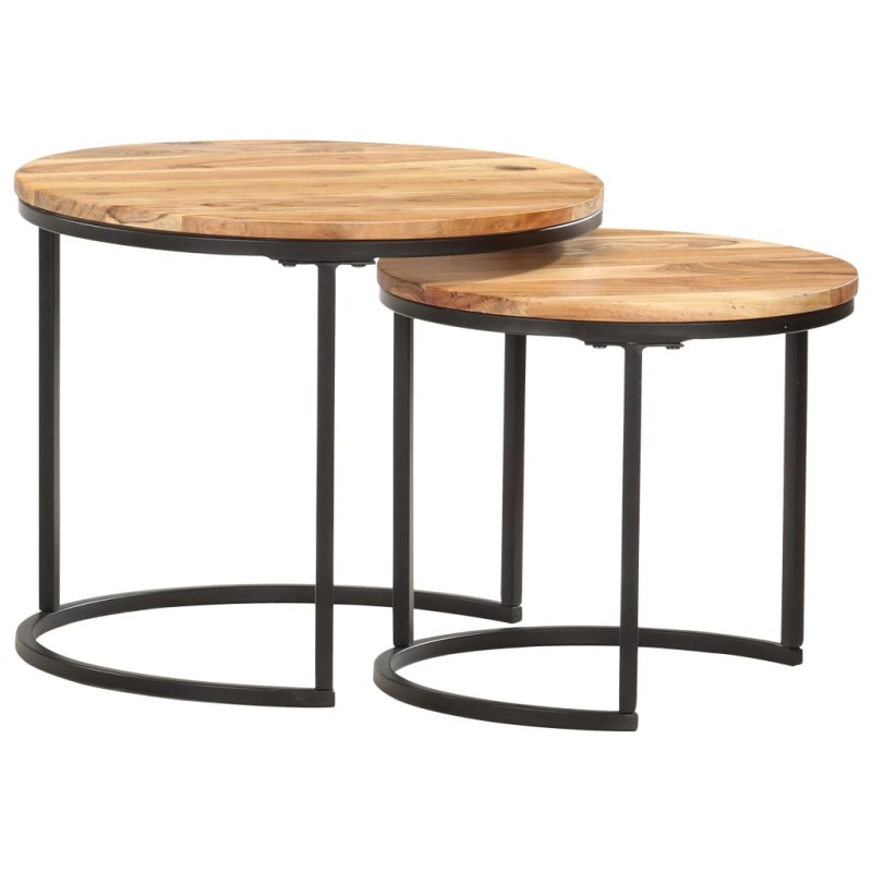 Tavolini Impilabili 2 pz in Legno Massello di Acacia Tavolini Impilabili 2 pz in Legno Massello di Acacia