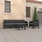 Set Divani da Giardino 3 pz con Cuscini in Rattan PP Antracite Set Divani da Giardino 3 pz con Cuscini in Rattan PP Antracite