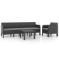 Set Divani da Giardino 3 pz con Cuscini in Rattan PP Antracite Set Divani da Giardino 3 pz con Cuscini in Rattan PP Antracite