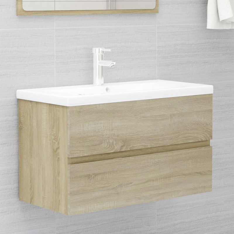 Mobile Bagno con Lavabo Integrato Rovere Sonoma in Truciolato Mobile Bagno con Lavabo Integrato Rovere Sonoma in Truciolato