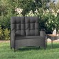 vidaXL Panca Reclinabile da Giardino con Cuscini 107cm Polyrattan Nera vidaXL Panca Reclinabile da Giardino con Cuscini 107cm Polyrattan Nera