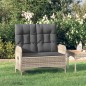 Panca Reclinabile da Giardino Cuscini 107 cm Polyrattan Grigia Panca Reclinabile da Giardino Cuscini 107 cm Polyrattan Grigia