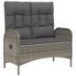 Panca Reclinabile da Giardino Cuscini 107 cm Polyrattan Grigia Panca Reclinabile da Giardino Cuscini 107 cm Polyrattan Grigia