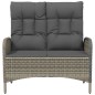 Panca Reclinabile da Giardino Cuscini 107 cm Polyrattan Grigia Panca Reclinabile da Giardino Cuscini 107 cm Polyrattan Grigia
