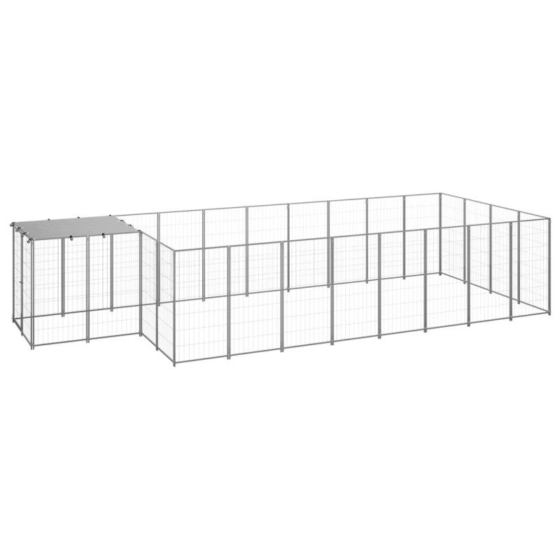 vidaXL Gabbia per Cani Argento 10,89 m² in Acciaio vidaXL Gabbia per Cani Argento 10,89 m² in Acciaio