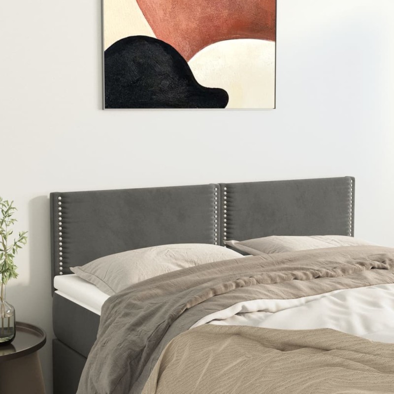 vidaXL Testiere 2 pz Grigio Scuro 72x5x78/88 cm in Velluto vidaXL Testiere 2 pz Grigio Scuro 72x5x78/88 cm in Velluto