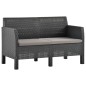 Divano da Giardino 2 Posti con Cuscini in Rattan PP Antracite Divano da Giardino 2 Posti con Cuscini in Rattan PP Antracite