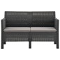 Divano da Giardino 2 Posti con Cuscini in Rattan PP Antracite Divano da Giardino 2 Posti con Cuscini in Rattan PP Antracite