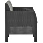 Divano da Giardino 2 Posti con Cuscini in Rattan PP Antracite Divano da Giardino 2 Posti con Cuscini in Rattan PP Antracite