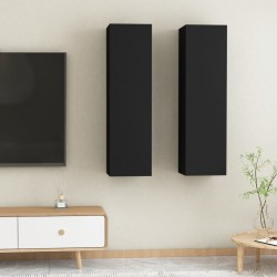 Mobili TV Neri 2 pz 30,5x30x110 cm in Truciolato
