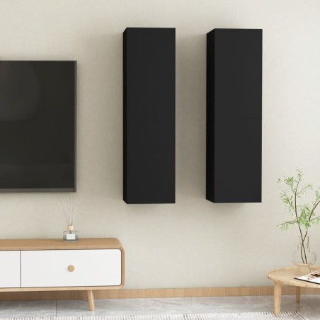 Mobili TV Neri 2 pz 30,5x30x110 cm in Truciolato