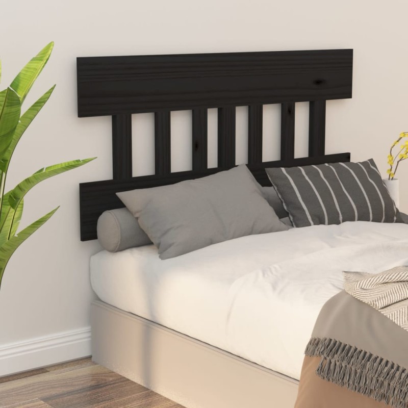 Testiera per Letto Nera 203,5x3x81 cm in Legno Massello di Pino Testiera per Letto Nera 203,5x3x81 cm in Legno Massello di Pino