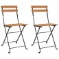 Sedie Pieghevoli da Bistrò 2 pz Legno Massello Teak e Acciaio Sedie Pieghevoli da Bistrò 2 pz Legno Massello Teak e Acciaio
