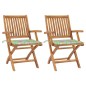 Sedie da Giardino 2 pz Cuscini Motivo a Foglie Massello di Teak Sedie da Giardino 2 pz Cuscini Motivo a Foglie Massello di Teak