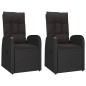 Sedie da Giardino Reclinabili 2 pz con Cuscini Polyrattan Nero Sedie da Giardino Reclinabili 2 pz con Cuscini Polyrattan Nero
