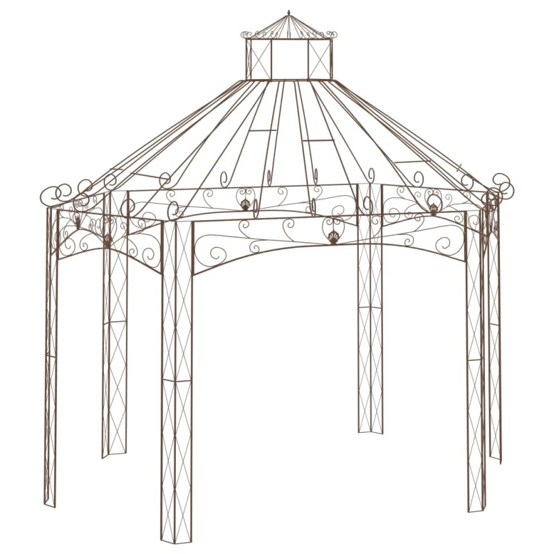 Padiglione da Giardino Marrone Anticato 400x258x378 cm in Ferro Padiglione da Giardino Marrone Anticato 400x258x378 cm in Ferro