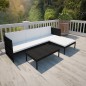 Set Divani da Giardino 3 pz con Cuscini in Polyrattan Nero Set Divani da Giardino 3 pz con Cuscini in Polyrattan Nero
