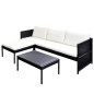 Set Divani da Giardino 3 pz con Cuscini in Polyrattan Nero Set Divani da Giardino 3 pz con Cuscini in Polyrattan Nero