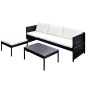 Set Divani da Giardino 3 pz con Cuscini in Polyrattan Nero Set Divani da Giardino 3 pz con Cuscini in Polyrattan Nero