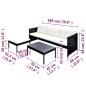 Set Divani da Giardino 3 pz con Cuscini in Polyrattan Nero Set Divani da Giardino 3 pz con Cuscini in Polyrattan Nero