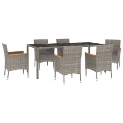 vidaXL Set da Pranzo da Giardino 7 pz con Cuscini in Polyrattan Grigio