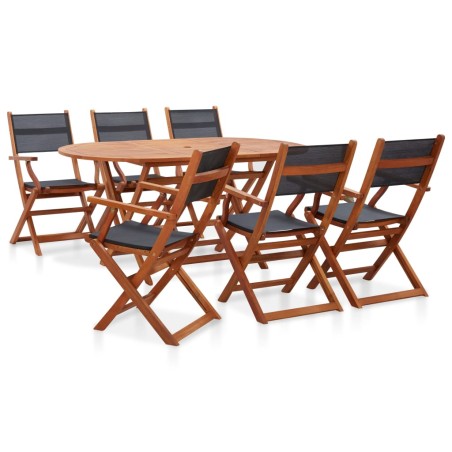 Set Pranzo da Giardino 7 pz Massello di Eucalipto e Textilene
