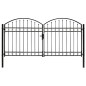 Cancello a Doppia Anta ad Arco in Acciaio 300x125 cm Nero